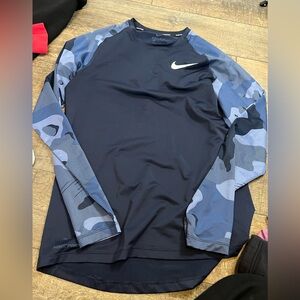 Nike Navy and Blue Camo Long Sleeve Shirt